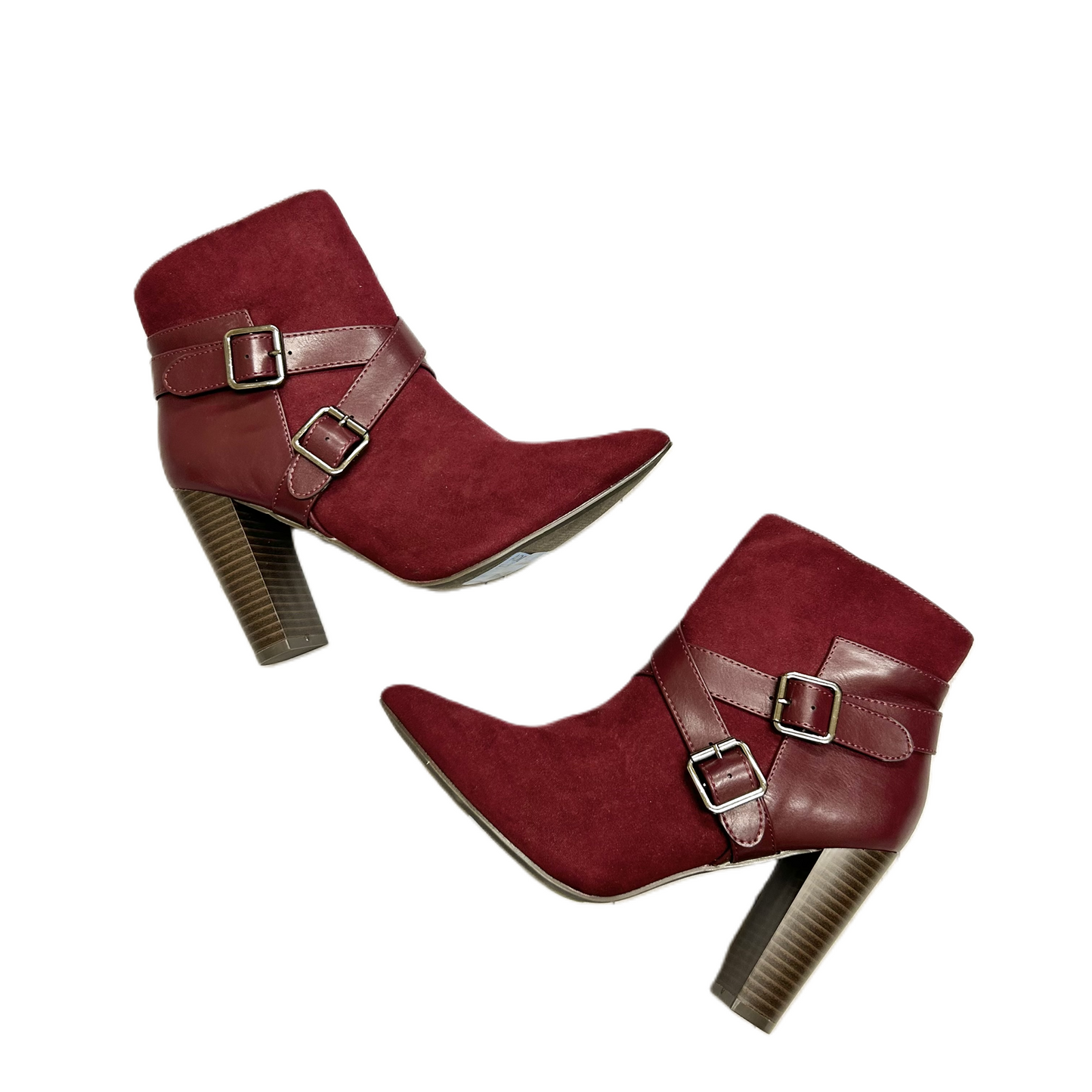 Boots Ankle Heels By Shoedazzle In Burgundy, Size: 7.5