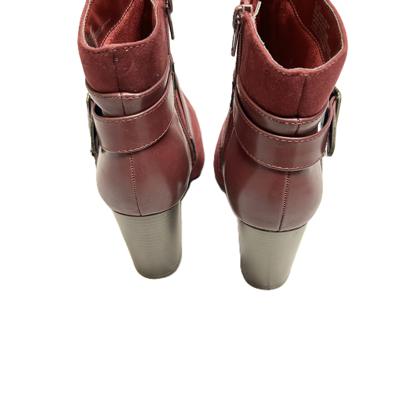 Boots Ankle Heels By Shoedazzle In Burgundy, Size: 7.5