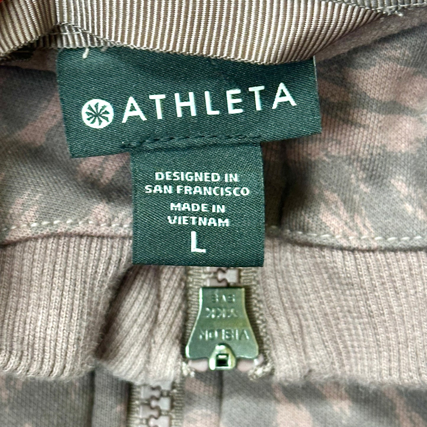 Athletic Jacket By Athleta In Grey & Pink, Size: L