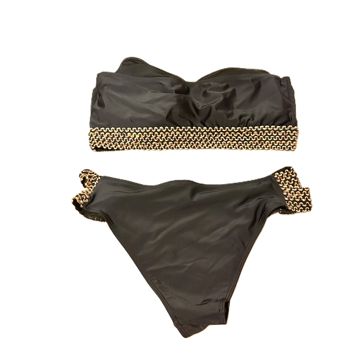 Black & Gold Swimsuit 2pc , Size: Xl