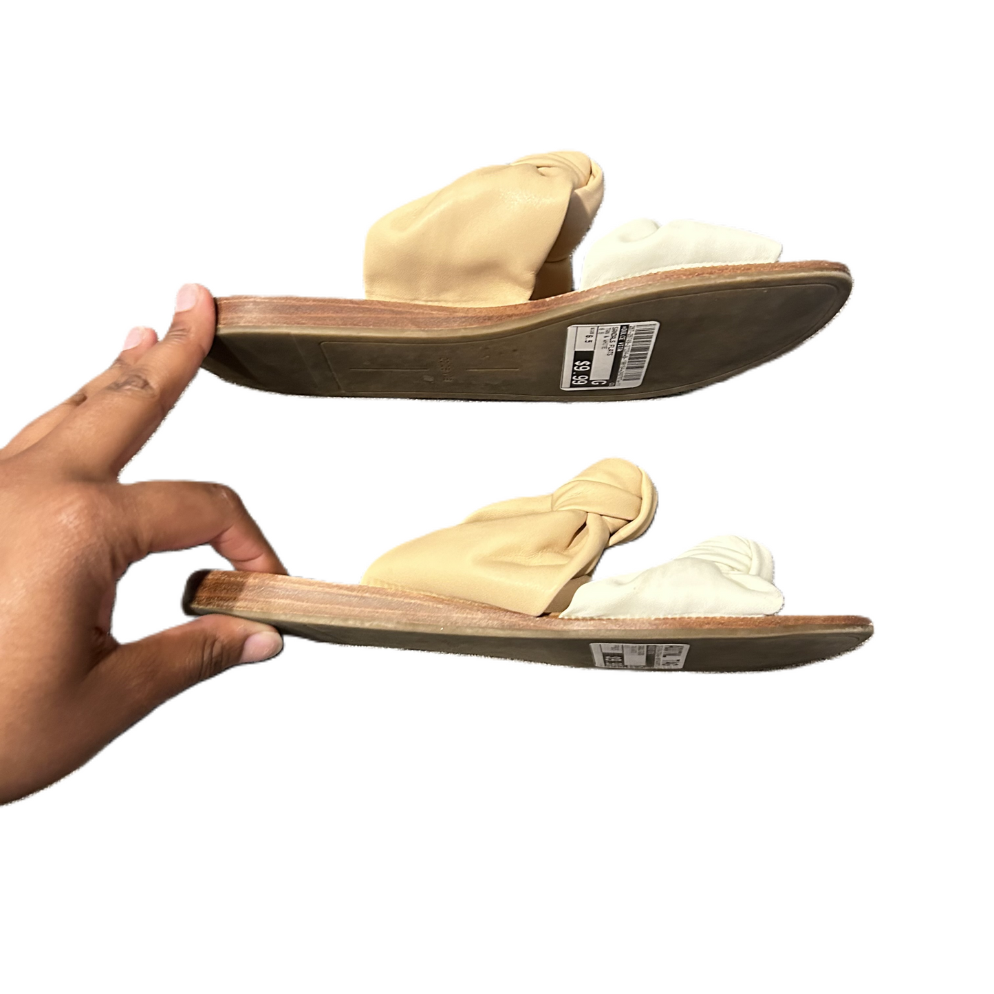 Tan & White Sandals Flats By Dolce Vita, Size: 6.5