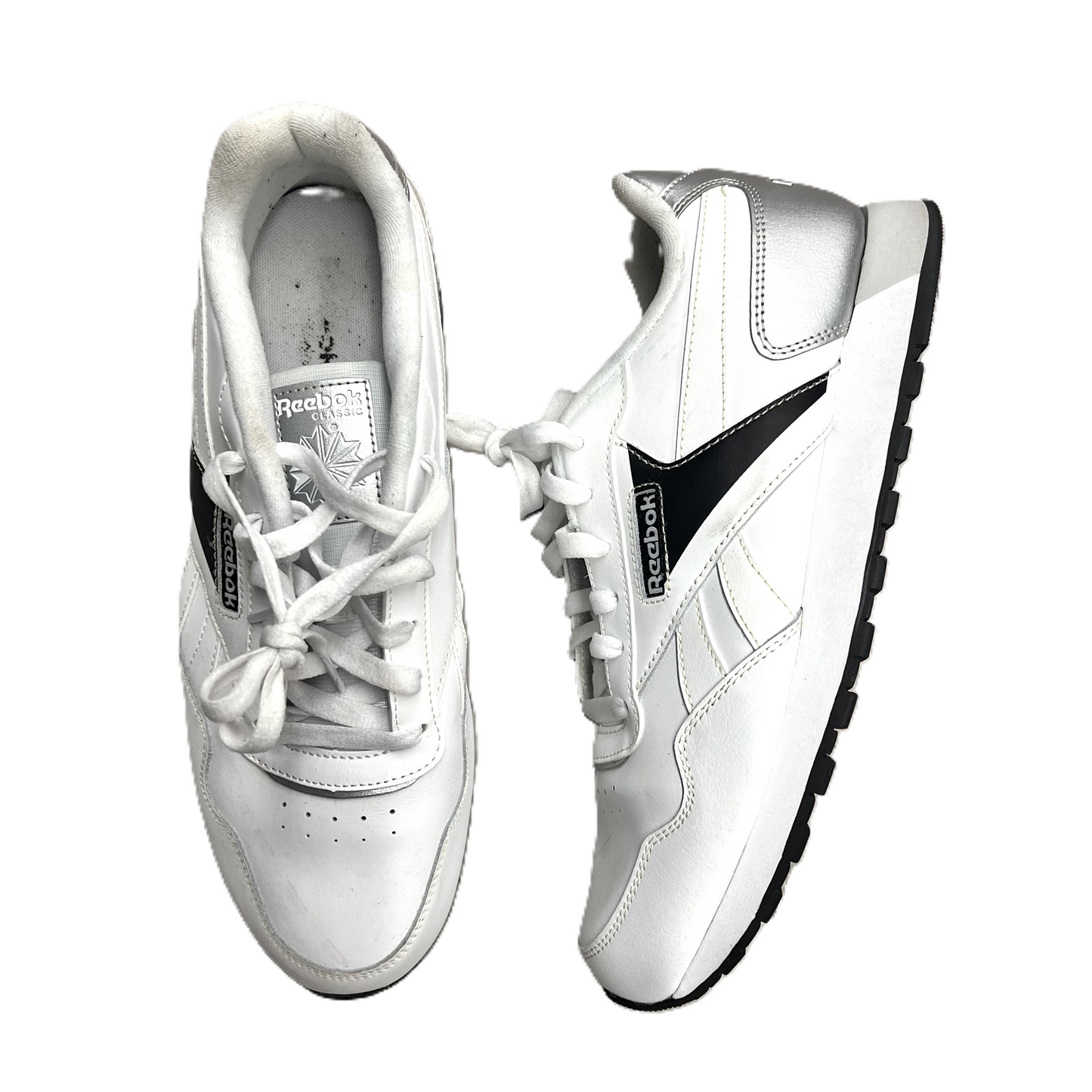 Silver & White Shoes Athletic By Reebok, Size: 11