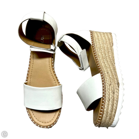 Sandals Heels Wedge By Soda In White, Size: 8.5