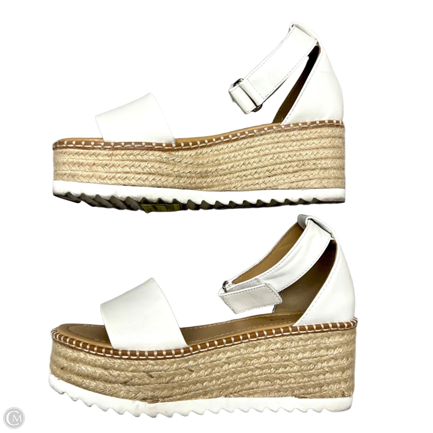 Sandals Heels Wedge By Soda In White, Size: 8.5