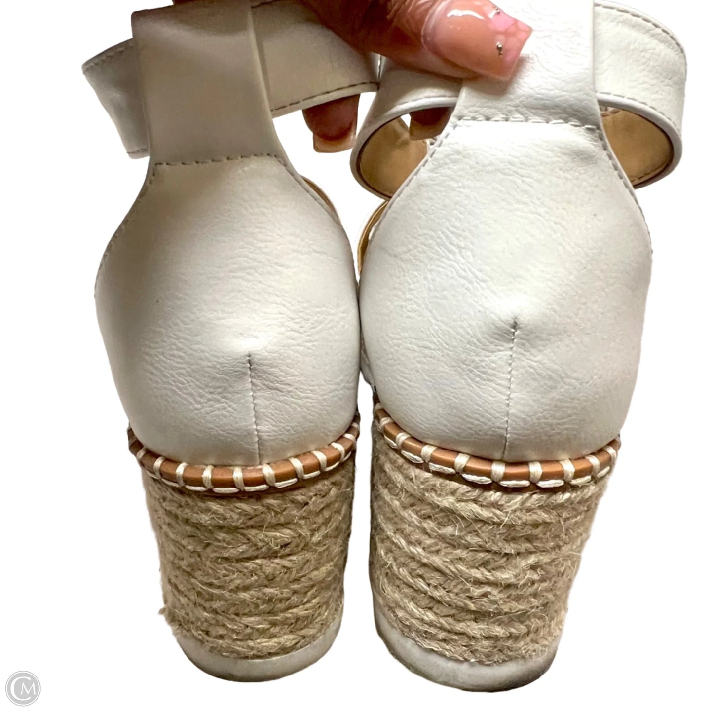 Sandals Heels Wedge By Soda In White, Size: 8.5