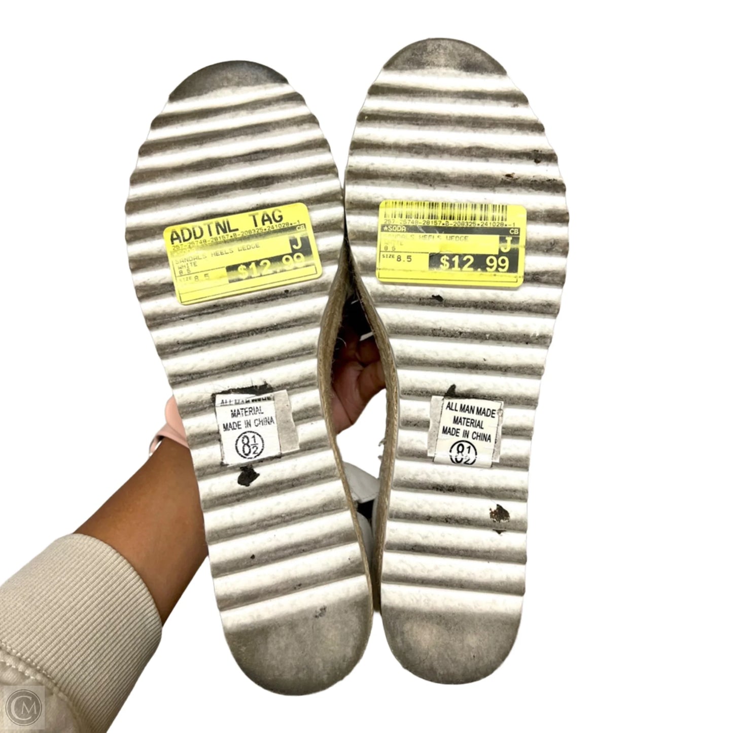 Sandals Heels Wedge By Soda In White, Size: 8.5