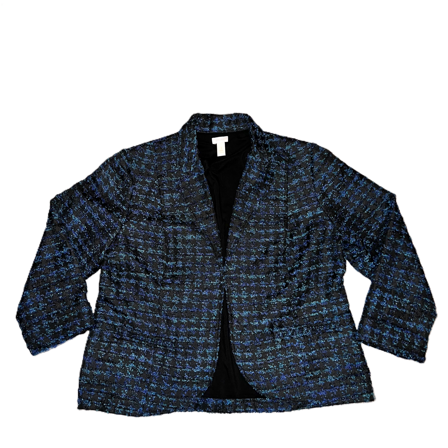 Blazer By Chicos In Black & Blue, Size: Xl