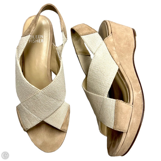 Sandals Heels Wedge By Eileen Fisher In Beige, Size: 5.5