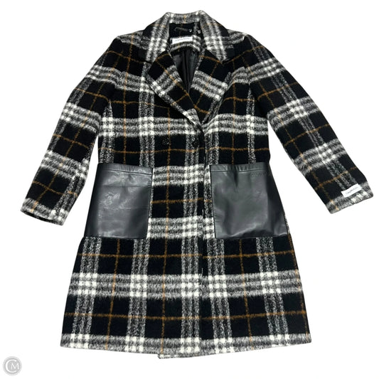 Coat Wool By Calvin Klein In Black & Brown, Size: L