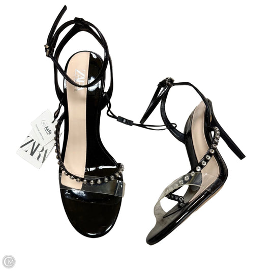 Sandals Heels Stiletto By Zara In Black & Silver, Size: 7.5