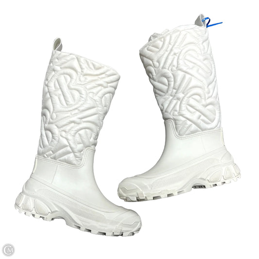 Boots Luxury Designer By Burberry In White, Size: 9.5