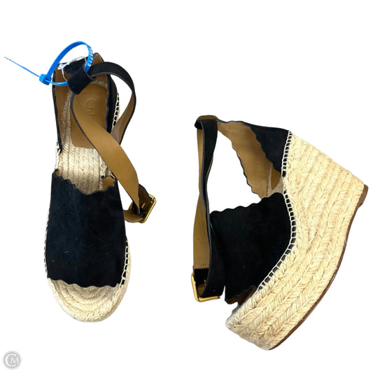 Sandals Luxury Designer By Chloe In Black, Size: 6.5