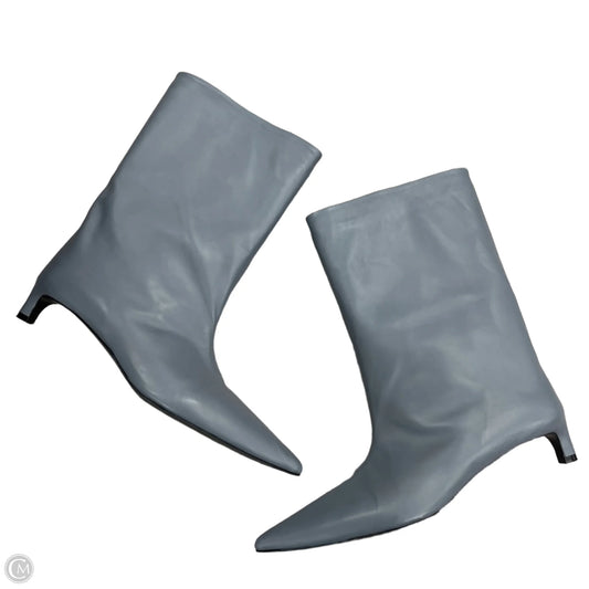Boots Mid-calf Heels By Jil Sander In Blue, Size: 9.5