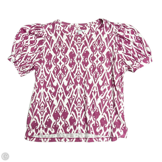 Top Short Sleeve By Chicos In Purple & White, Size: Xl
