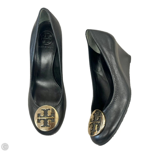 Shoes Designer By Tory Burch In Black & Gold, Size: 7.5