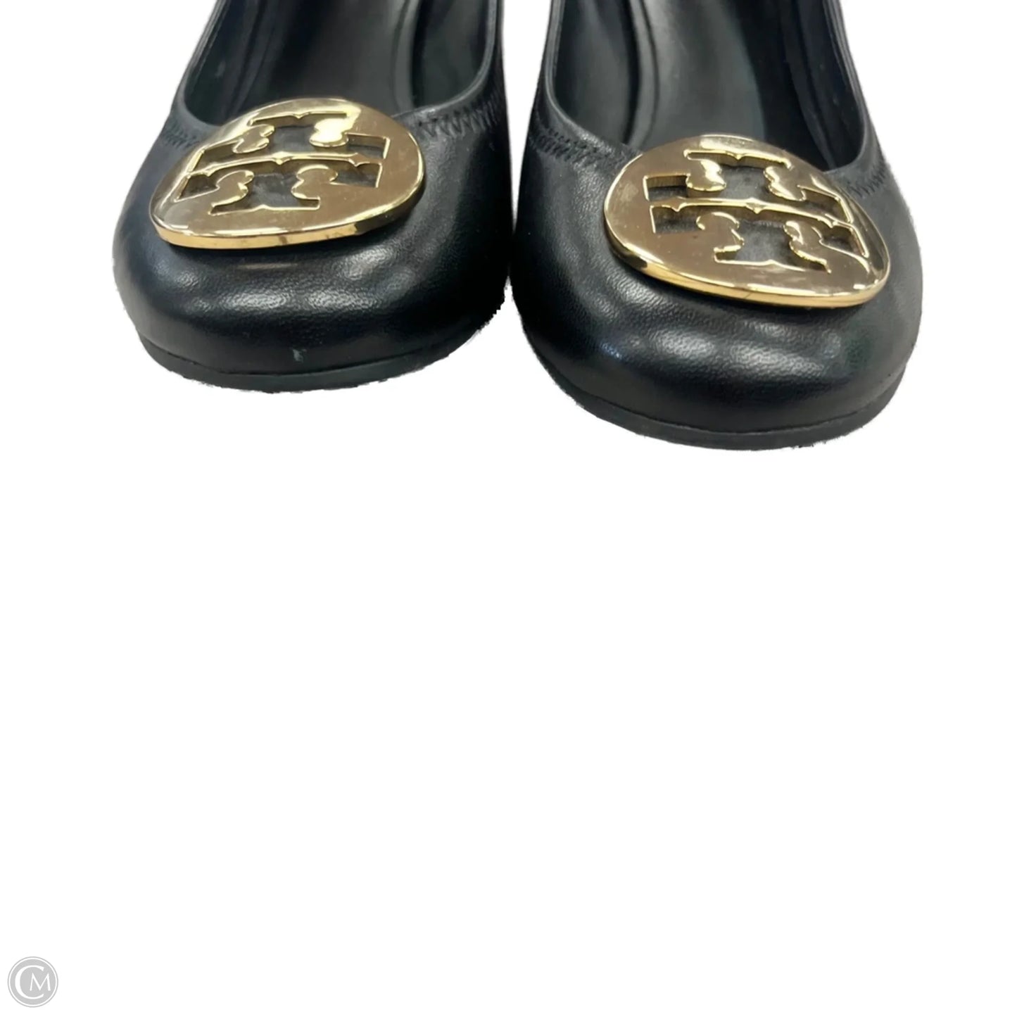 Shoes Designer By Tory Burch In Black & Gold, Size: 7.5