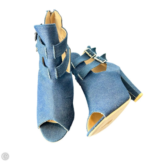 Sandals Heels Stiletto By Ashley Stewart In Blue Denim, Size: 8