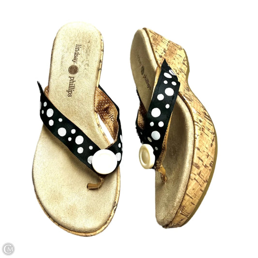 Sandals Heels Wedge By Lindsay Phillips In Black & White, Size: 7