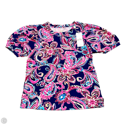 Top Short Sleeve Designer By Lilly Pulitzer In Blue & Pink, Size: Xxs