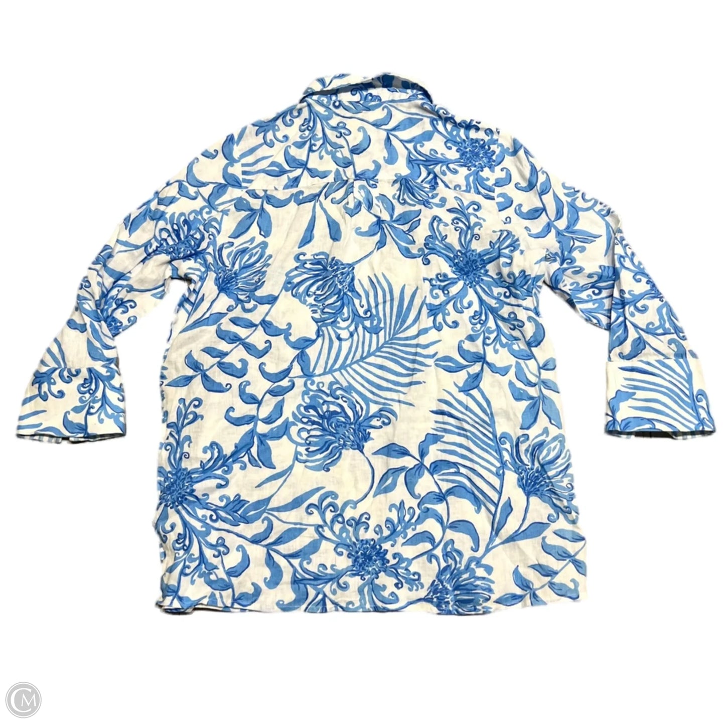 Top Long Sleeve Designer By Lilly Pulitzer In Blue & White, Size: L