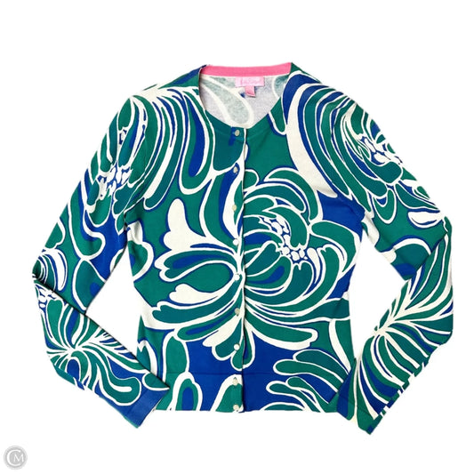 Sweater Cardigan Designer By Lilly Pulitzer In Blue & Green, Size: Xs