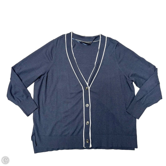 Sweater Cardigan By Lane Bryant In Blue & Cream, Size: 4x