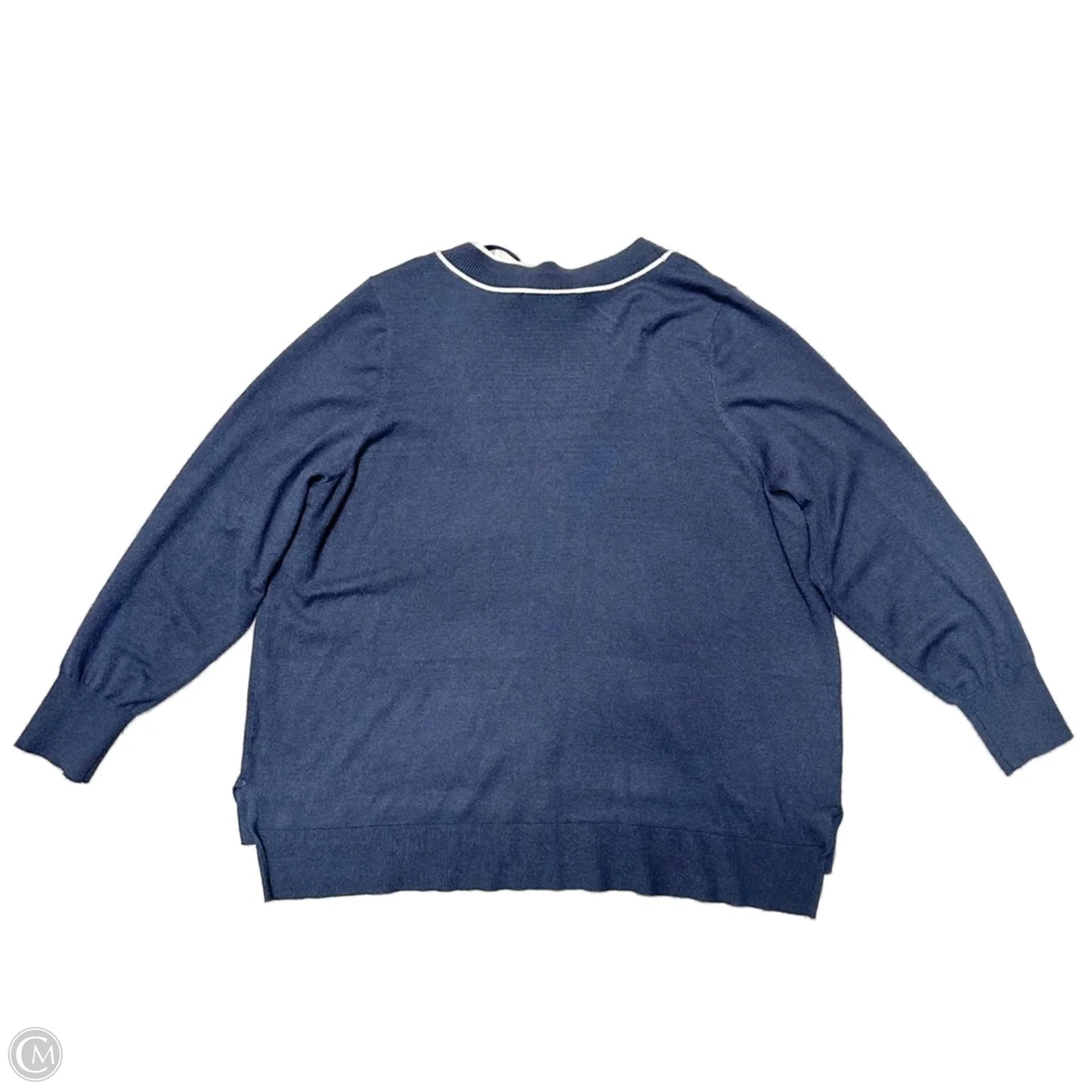 Sweater Cardigan By Lane Bryant In Blue & Cream, Size: 4x