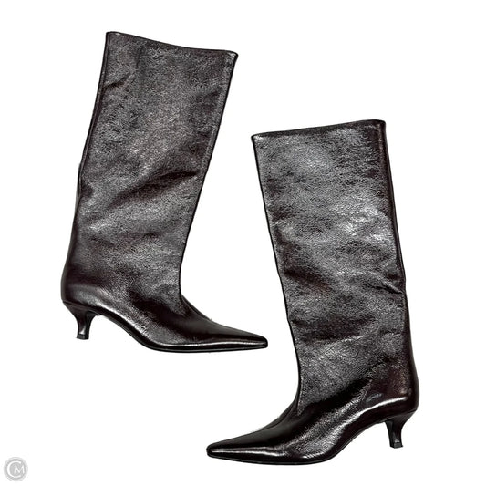Boots Knee Heels By Zara In Maroon, Size: 6.5