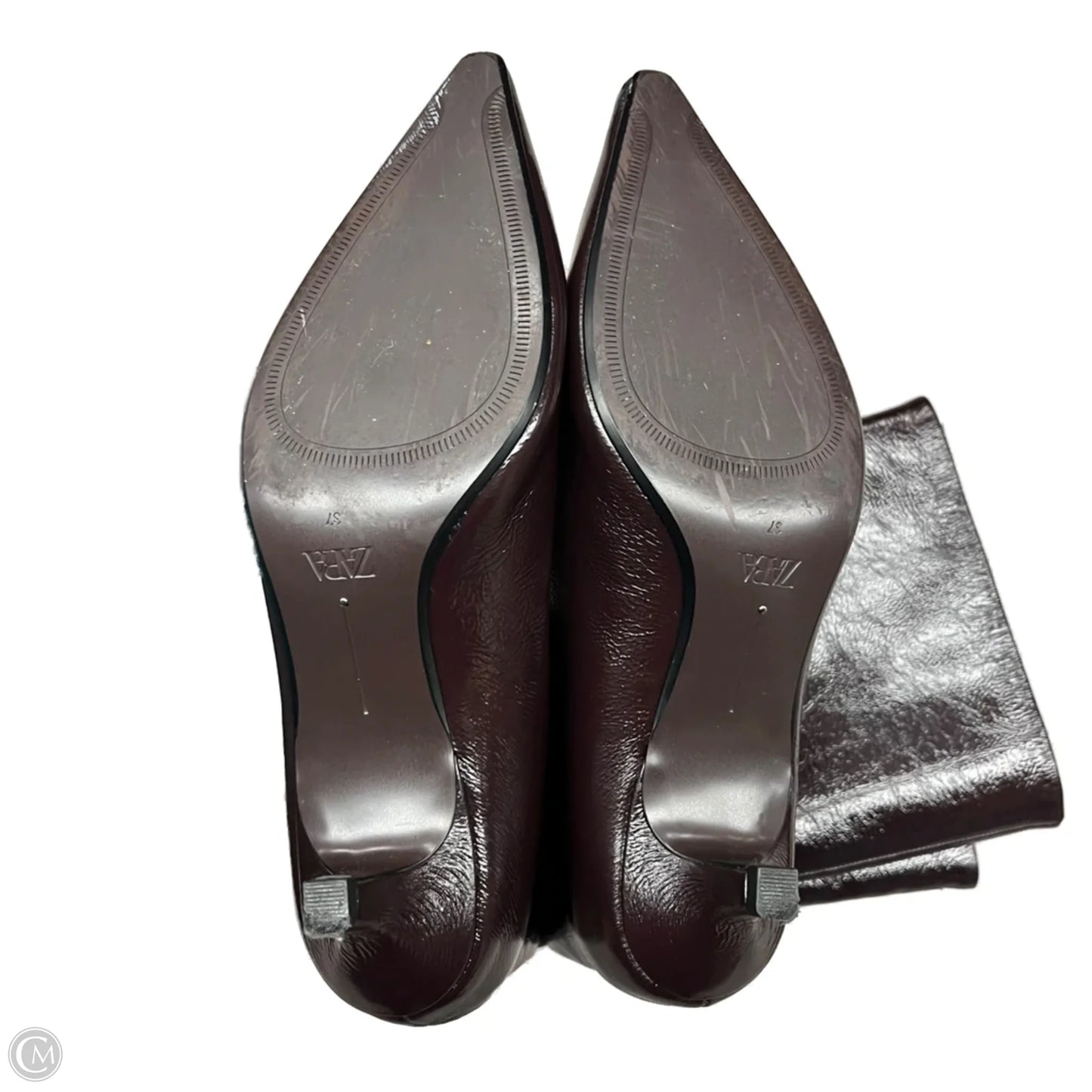 Boots Knee Heels By Zara In Maroon, Size: 6.5