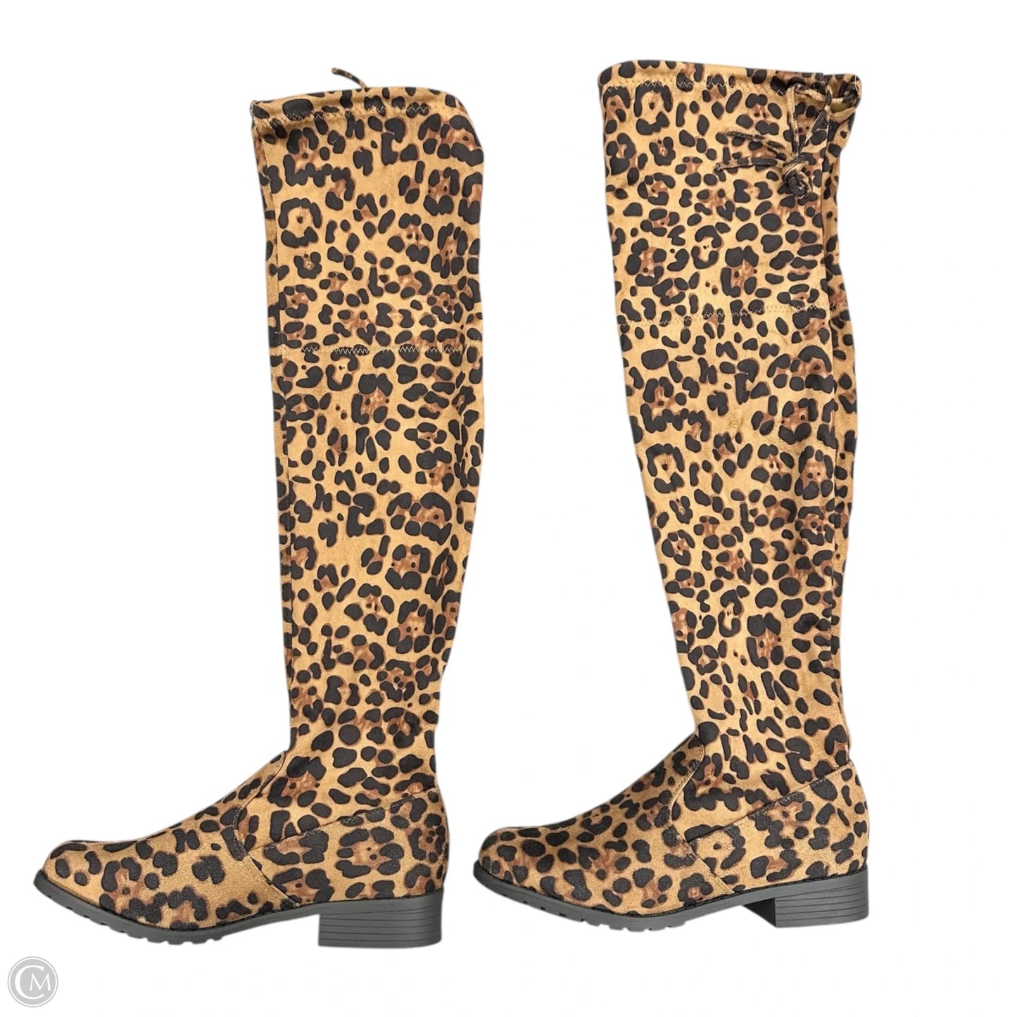 Boots Knee Heels By Forever In Animal Print, Size: 9
