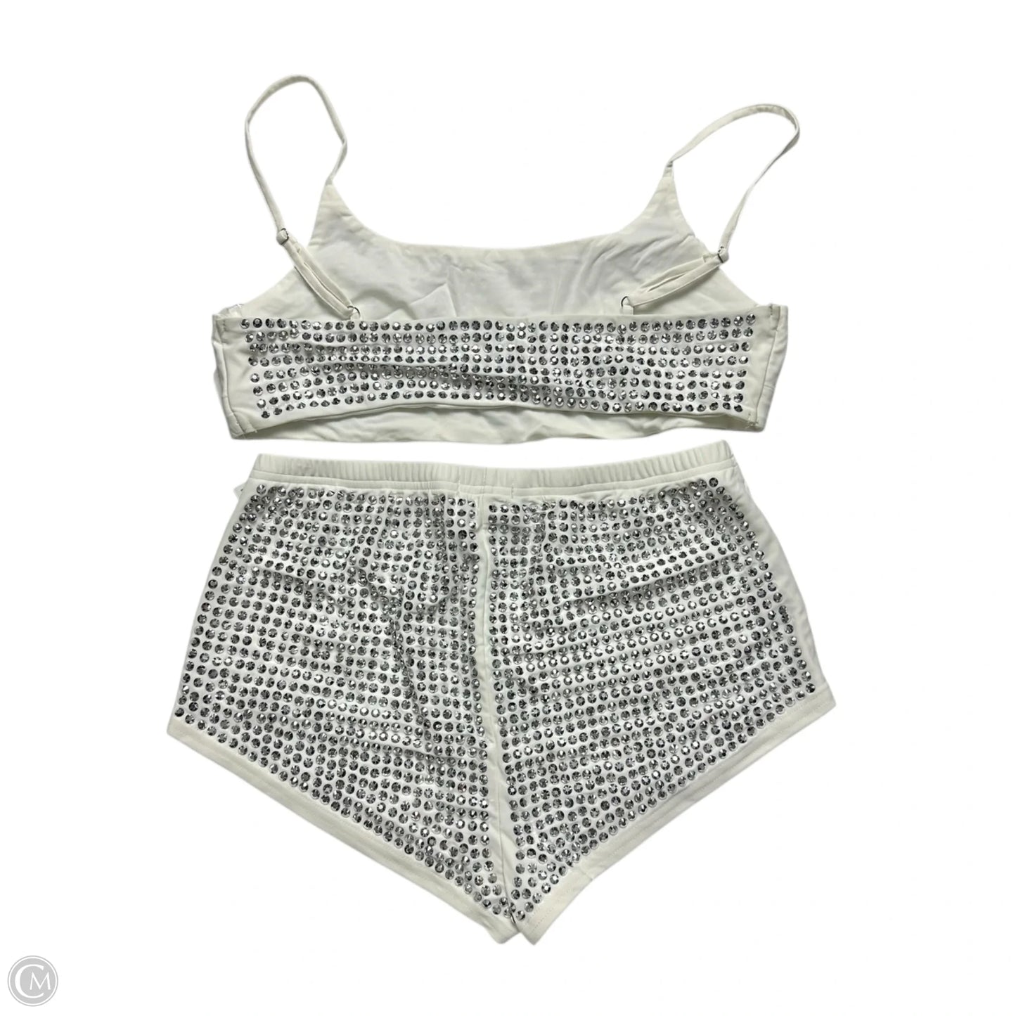 Shorts Set By Fashion Nova In Silver & White, Size: L