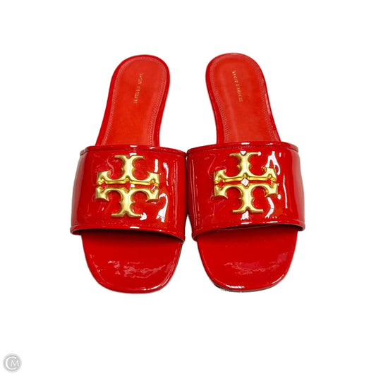 Sandals Designer By Tory Burch In Red & Silver, Size: 9
