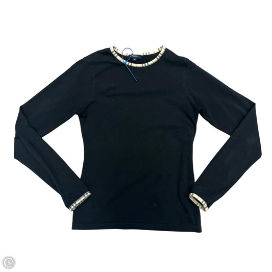 Top Long Sleeve Luxury Designer By Burberry In Black, Size: S