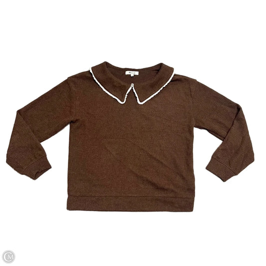 Top Long Sleeve By Madewell In Brown & Cream, Size: S