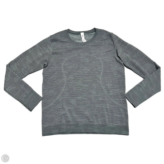 Athletic Top Long Sleeve Collar By Lululemon In Black & Grey, Size: M