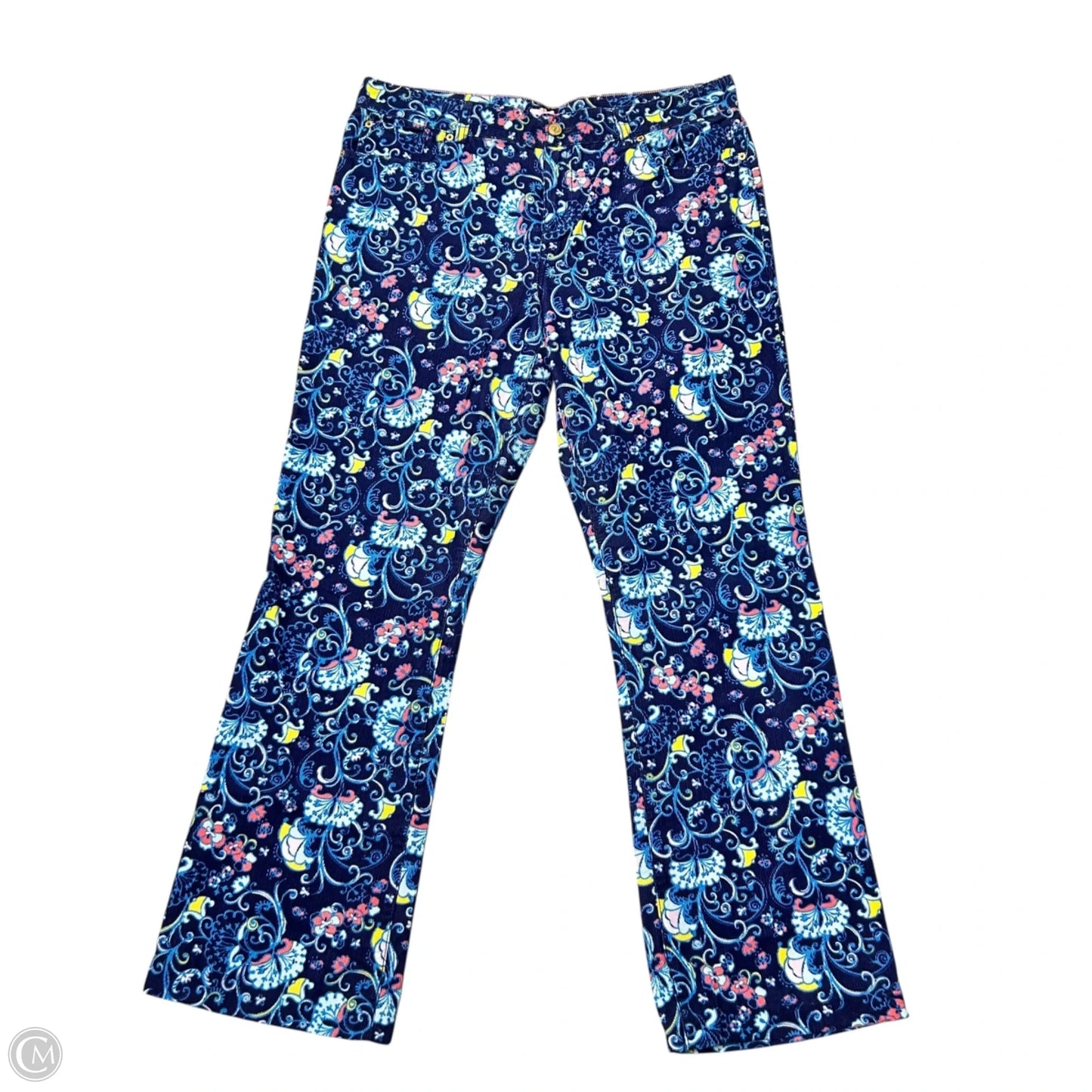 Pants Designer By Lilly Pulitzer In Blue & Yellow, Size: 14