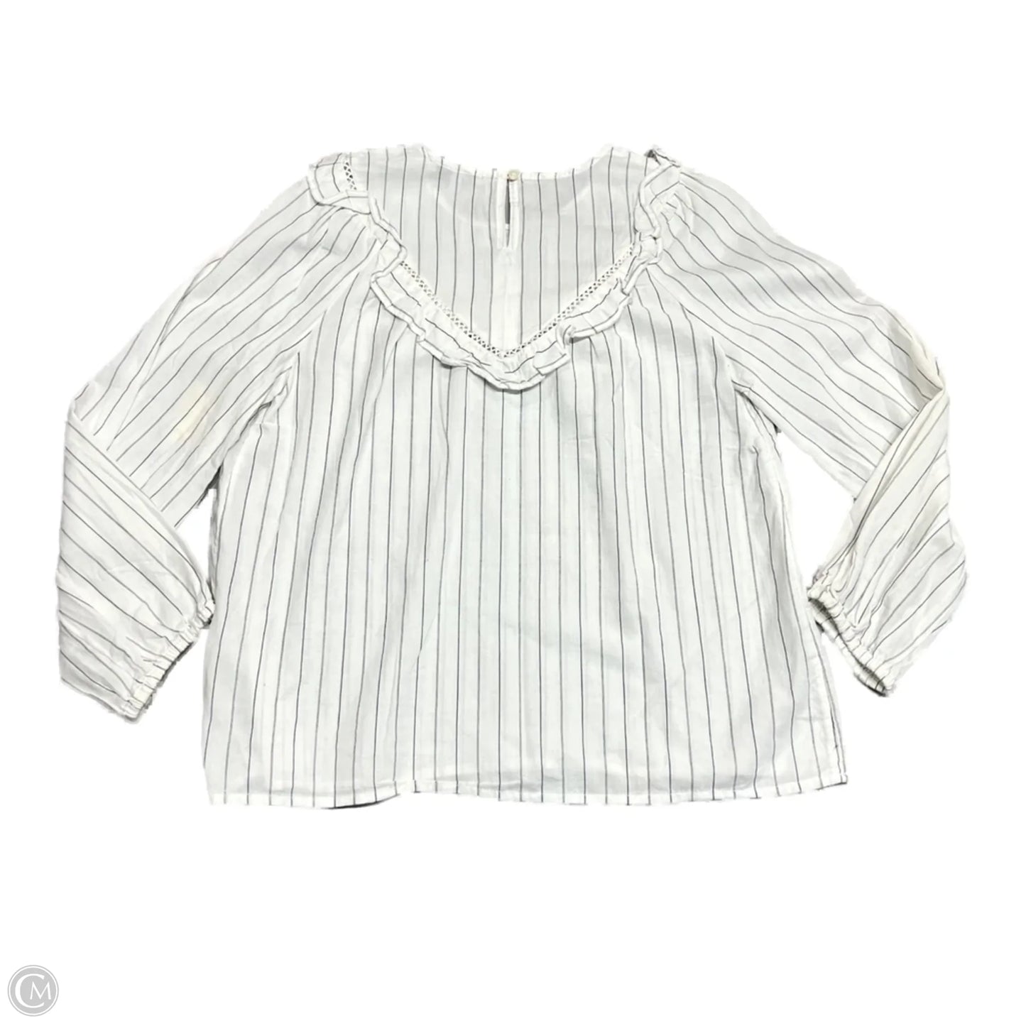 Top Long Sleeve By Madewell In Blue & Cream, Size: S