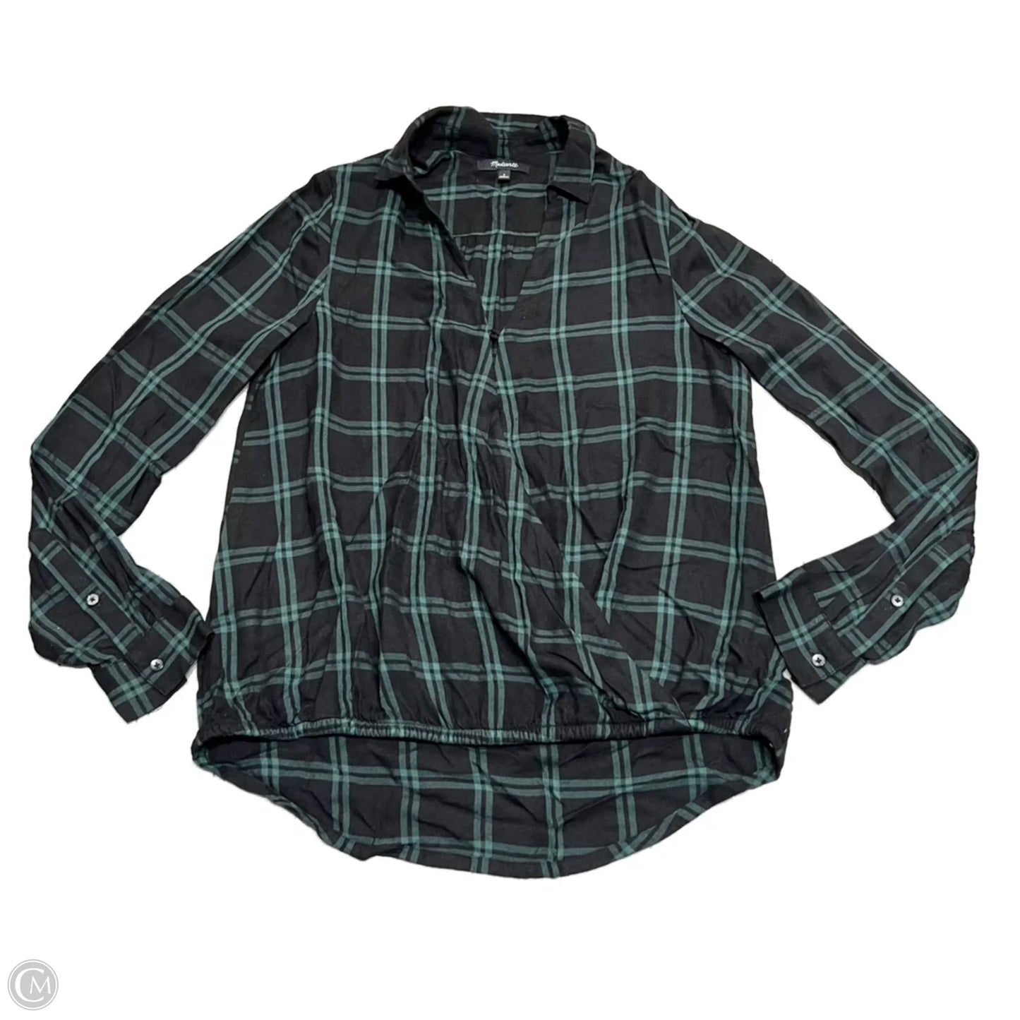 Top Long Sleeve By Madewell In Black & Green, Size: S