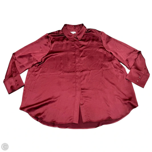 Top Long Sleeve By Nordstrom In Maroon, Size: 3x