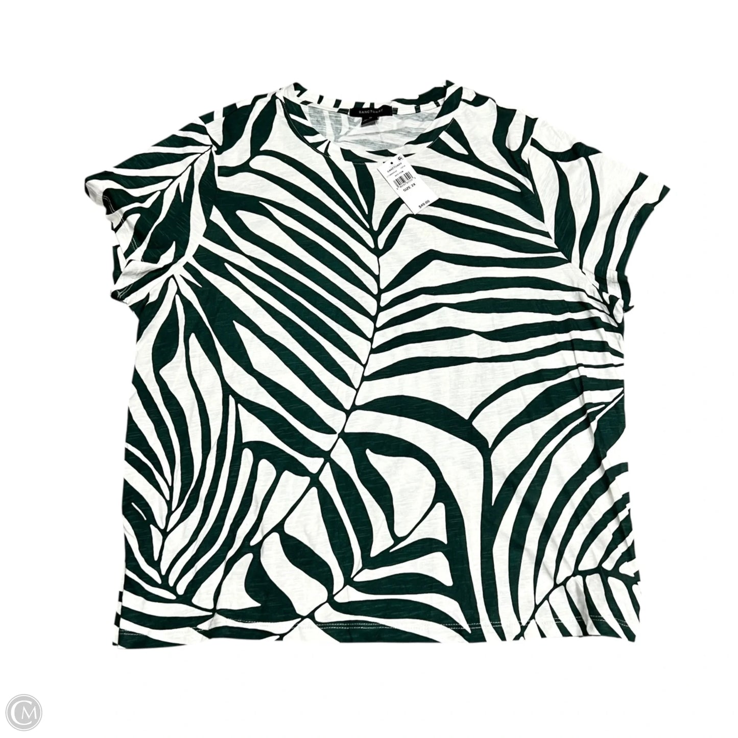 Top Short Sleeve By Sanctuary In Green & White, Size: 2x
