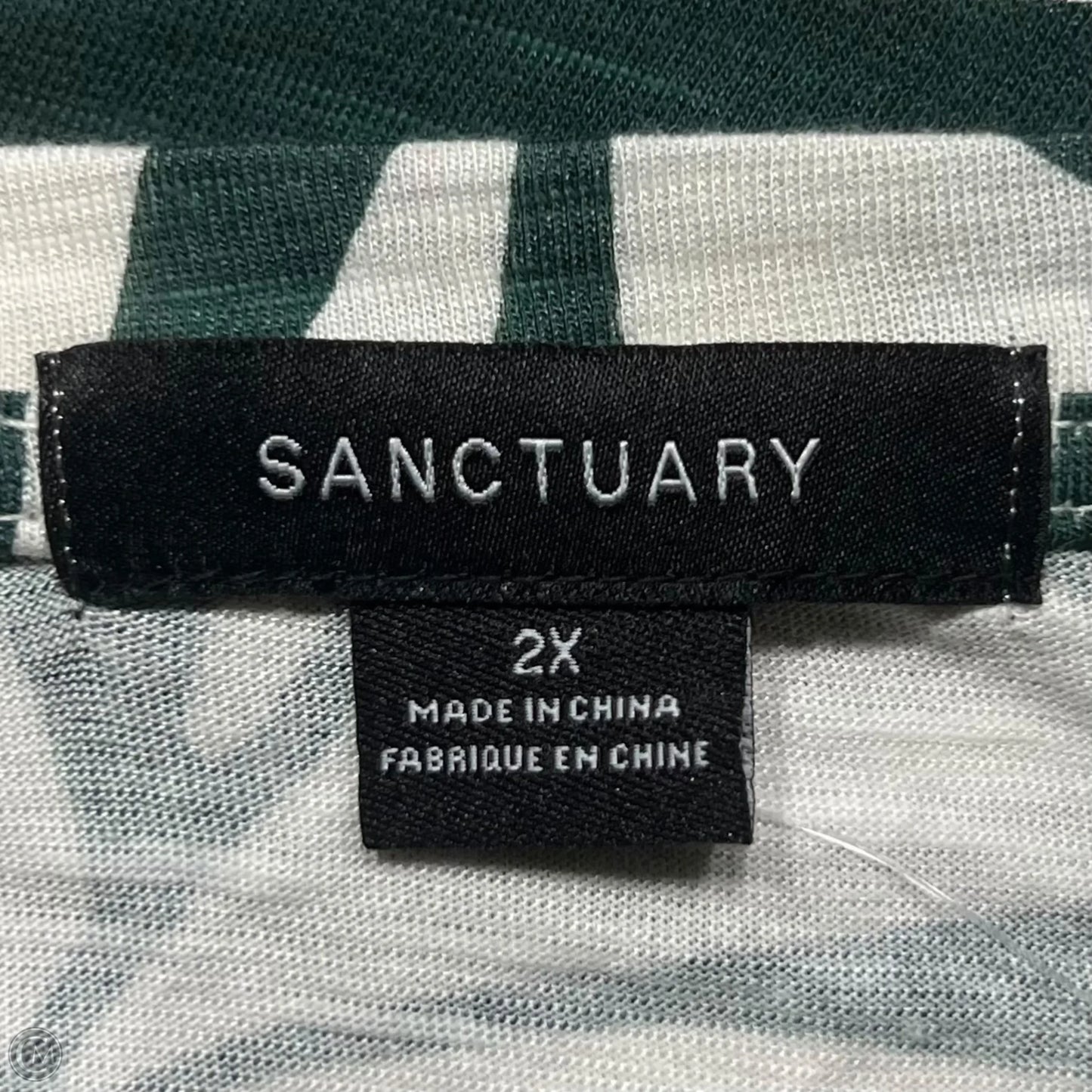 Top Short Sleeve By Sanctuary In Green & White, Size: 2x