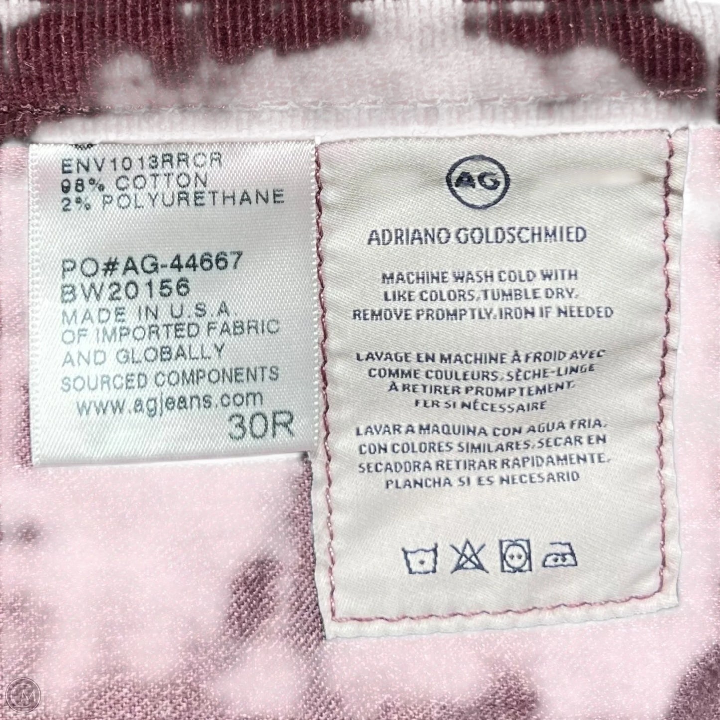 Pants Corduroy By Adriano Goldschmied In Maroon, Size: 10