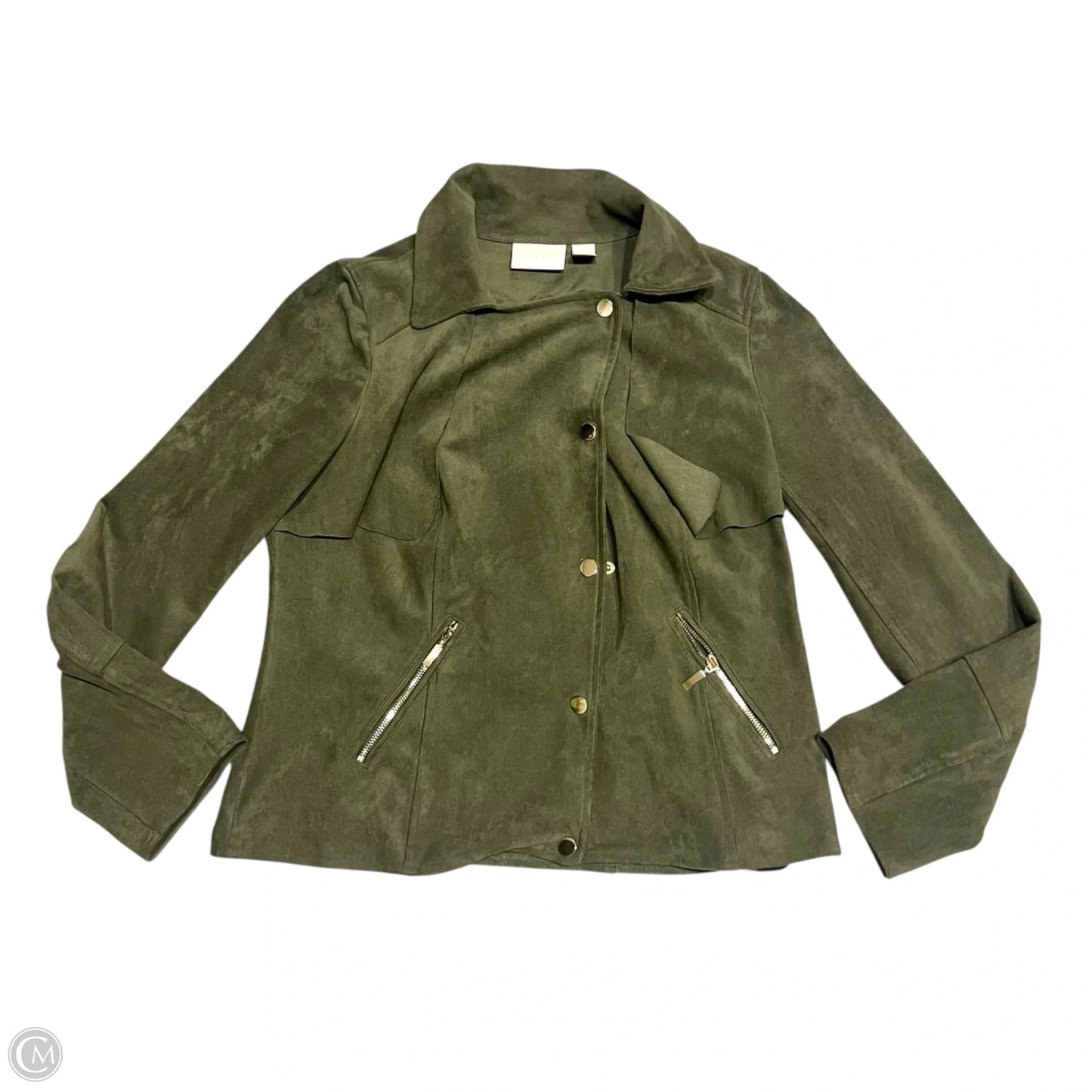 Jacket Moto By Chicos In Green, Size: S