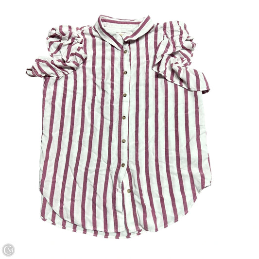 Top Short Sleeve By Maeve In Pink & White, Size: M