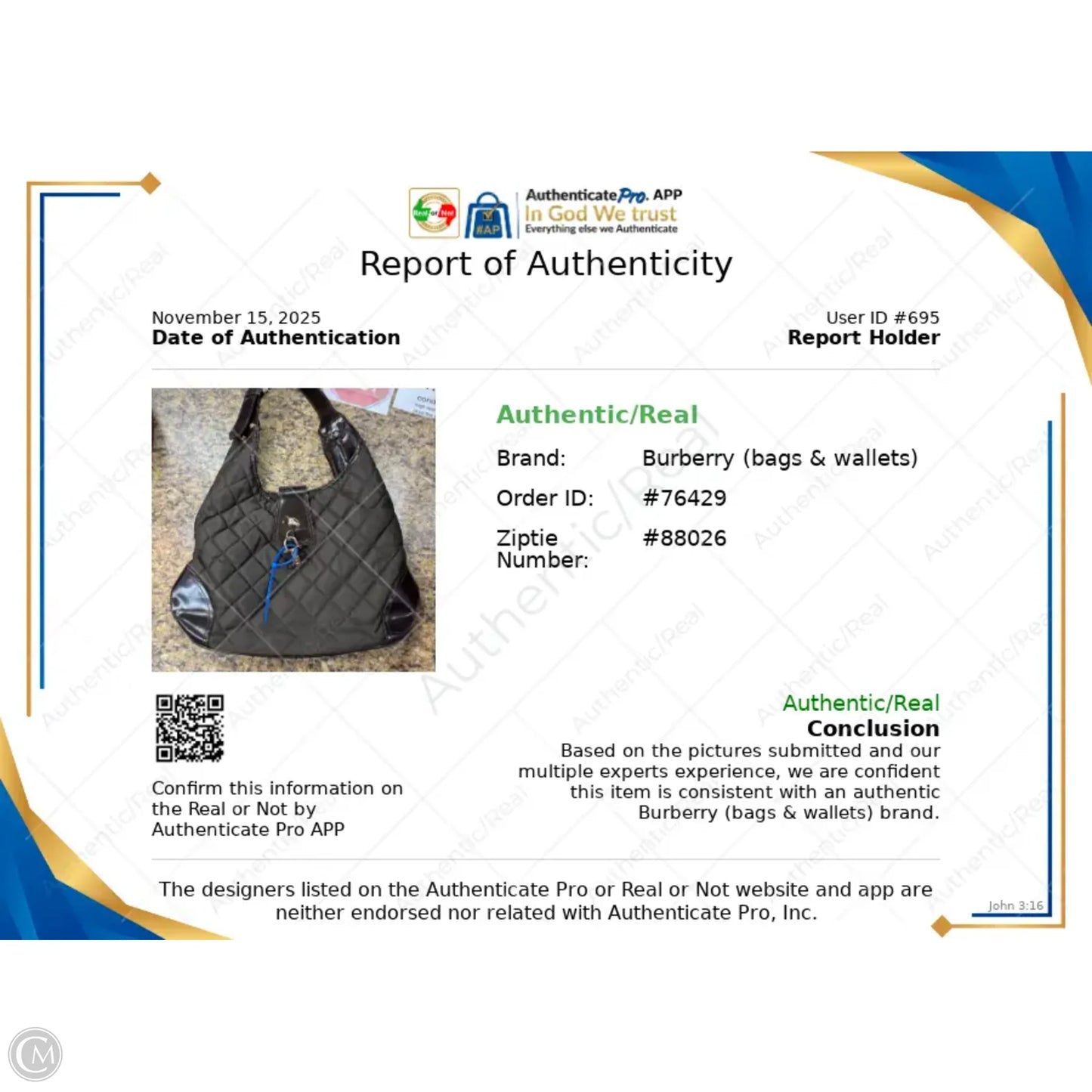 Handbag Luxury Designer By Burberry, Size: Medium