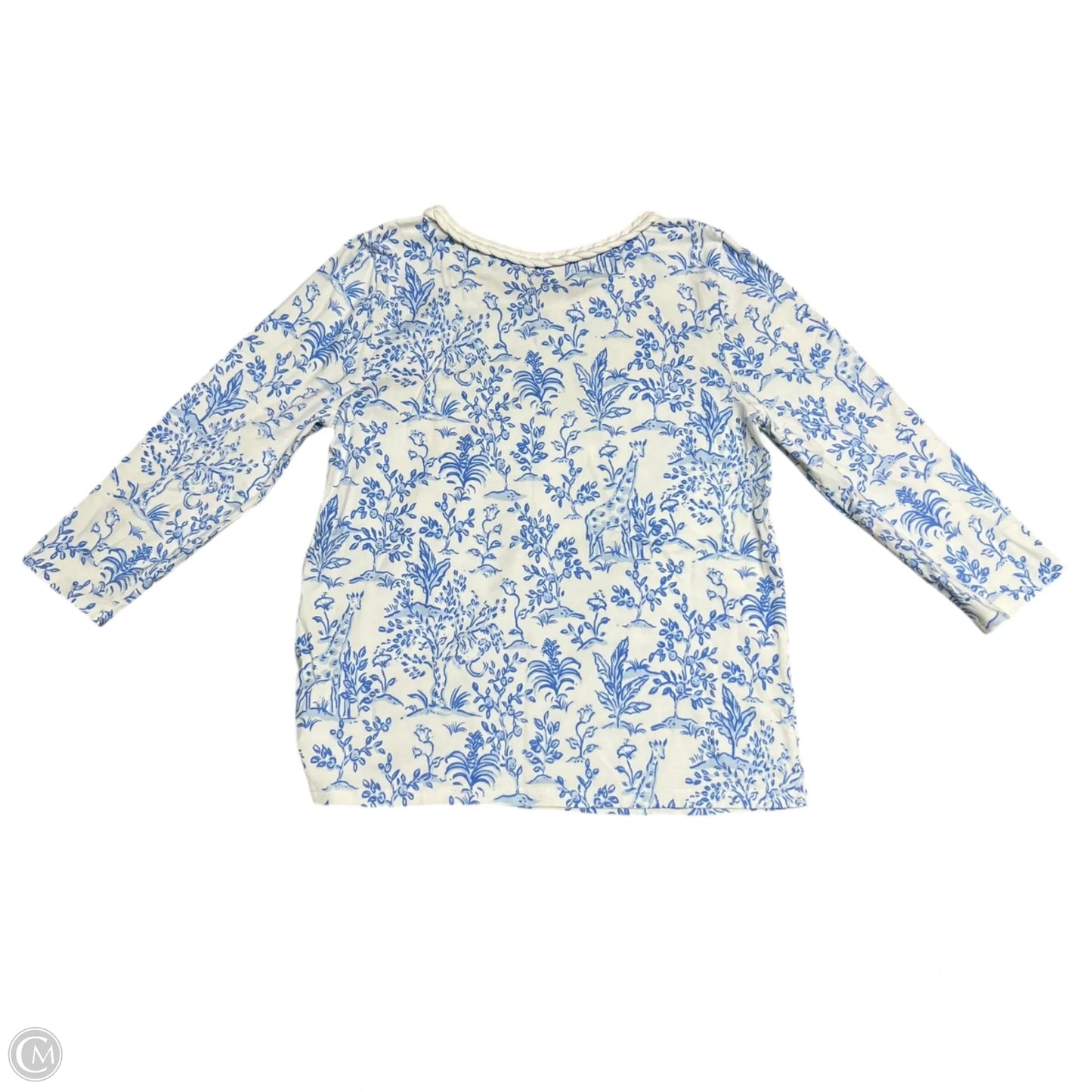 Top 3/4 Sleeve Designer By Lilly Pulitzer In Blue & White, Size: S