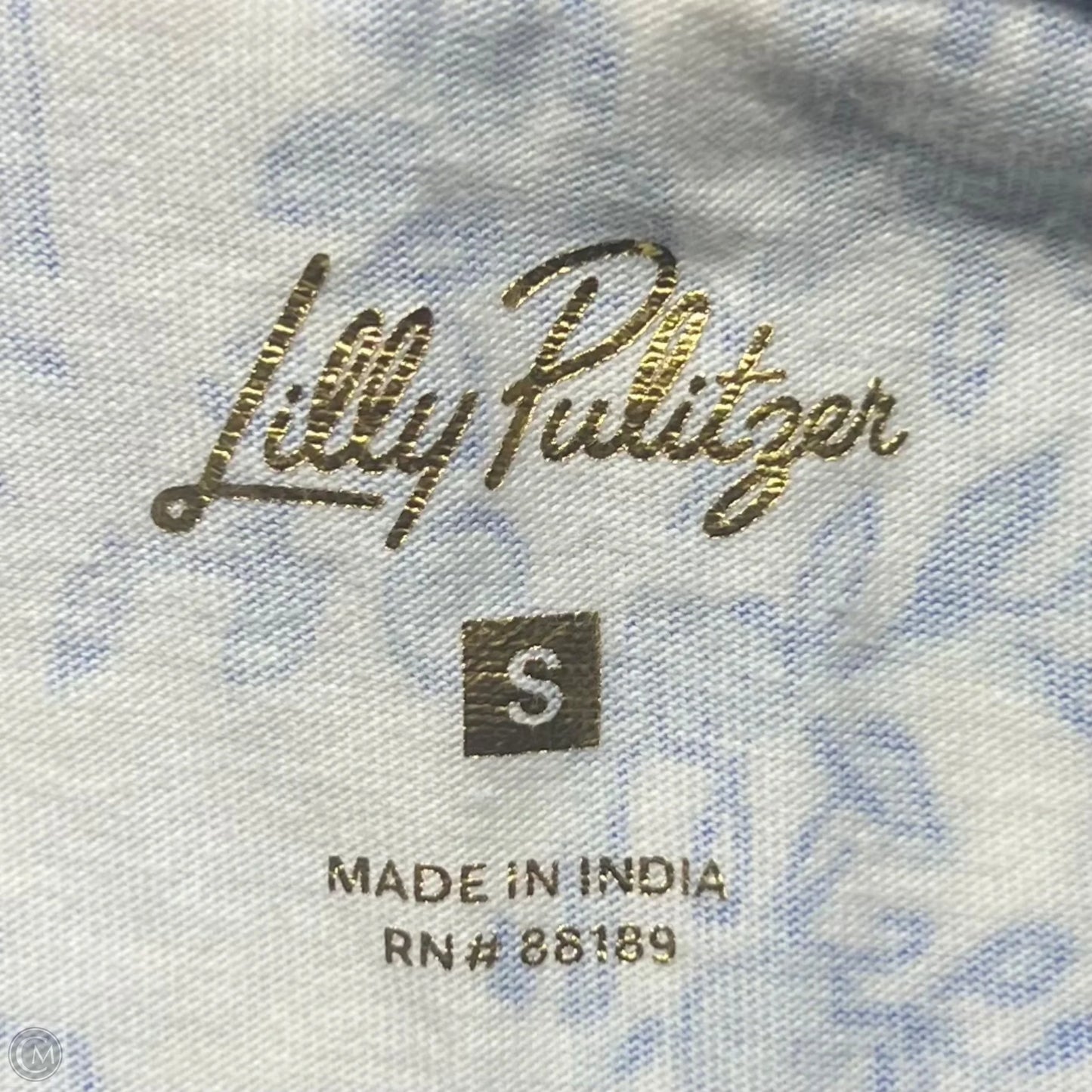 Top 3/4 Sleeve Designer By Lilly Pulitzer In Blue & White, Size: S