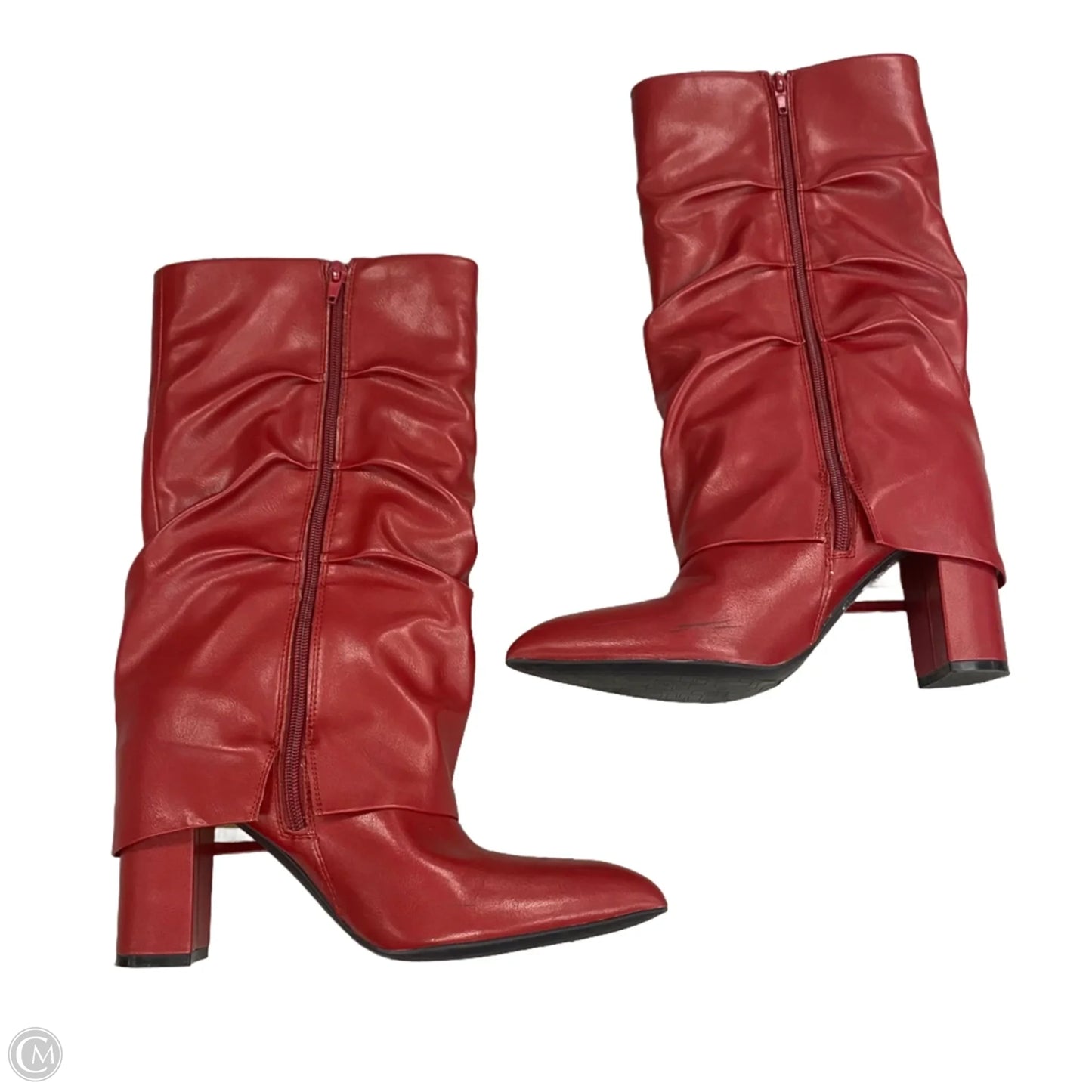 Boots Mid-calf Heels By Unisa In Red, Size: 8.5
