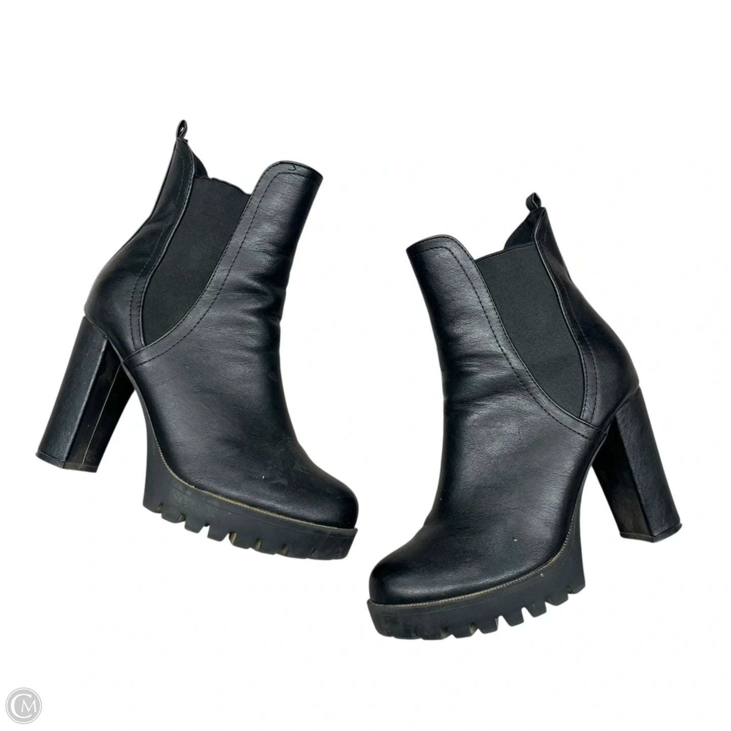 Boots Ankle Heels In Black, Size: 7.5