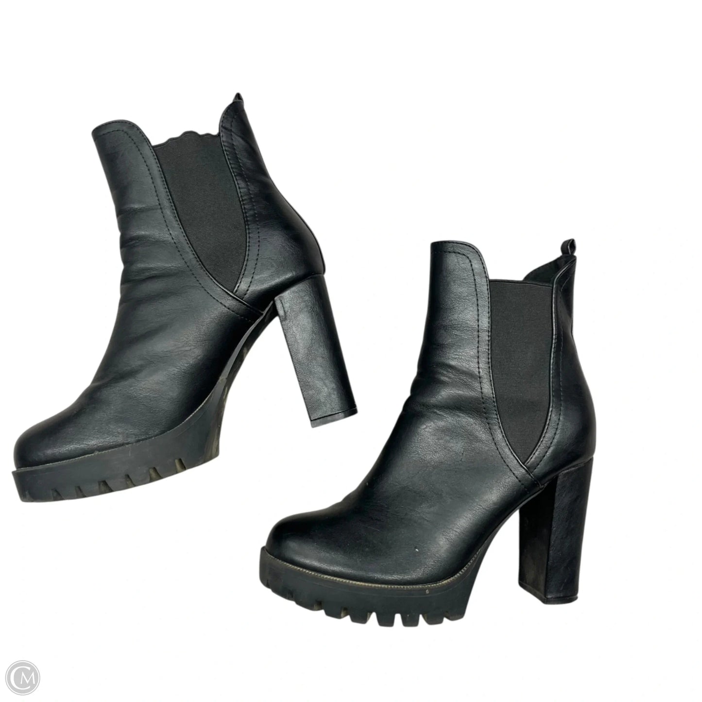 Boots Ankle Heels In Black, Size: 7.5